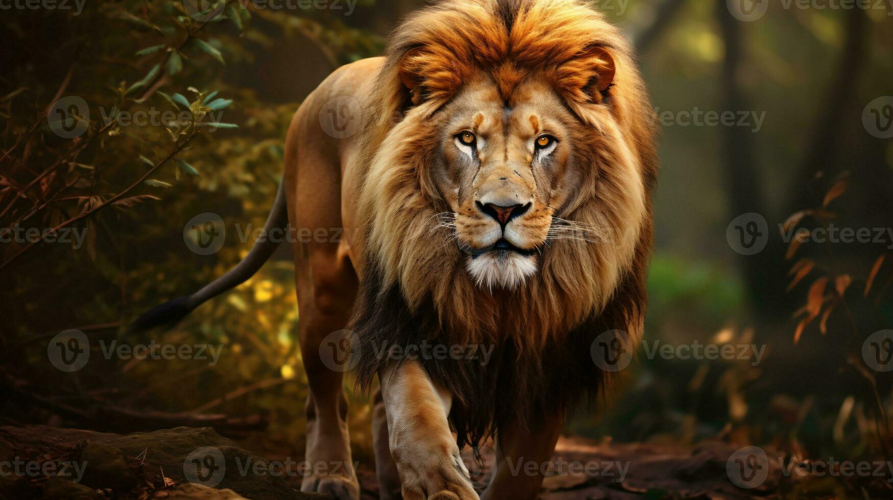 AI generated View of a wild lion photo