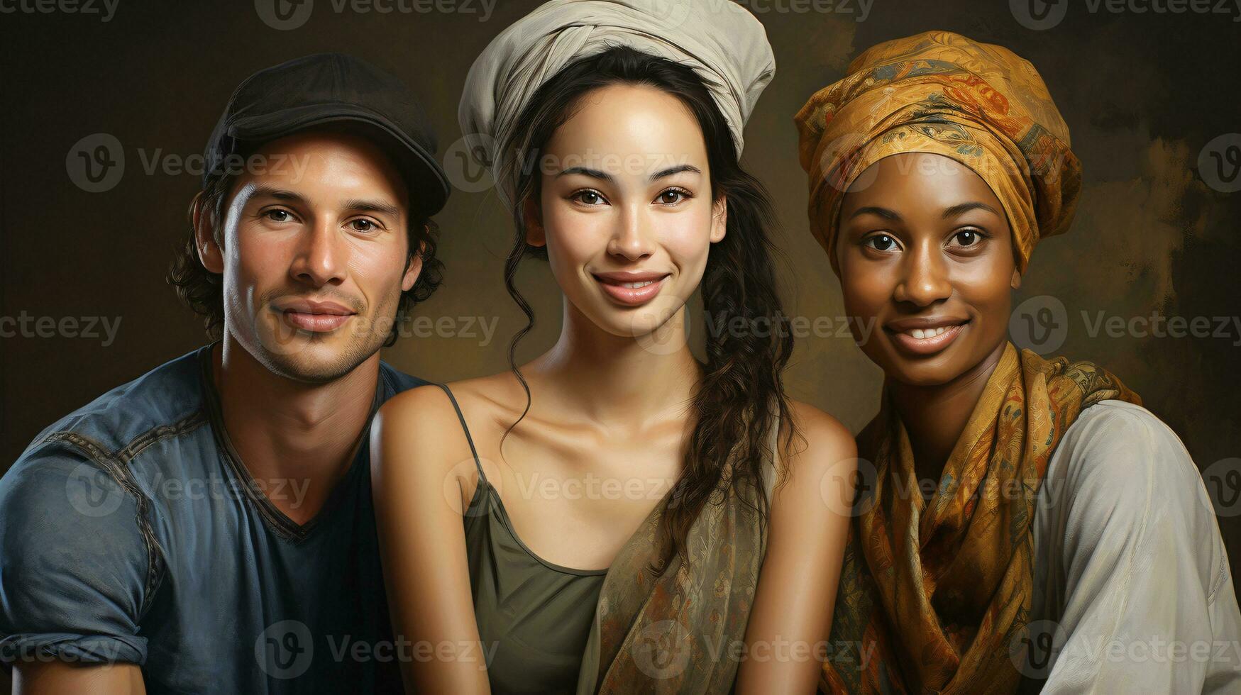 AI generated group of people from different cultural backgrounds photo