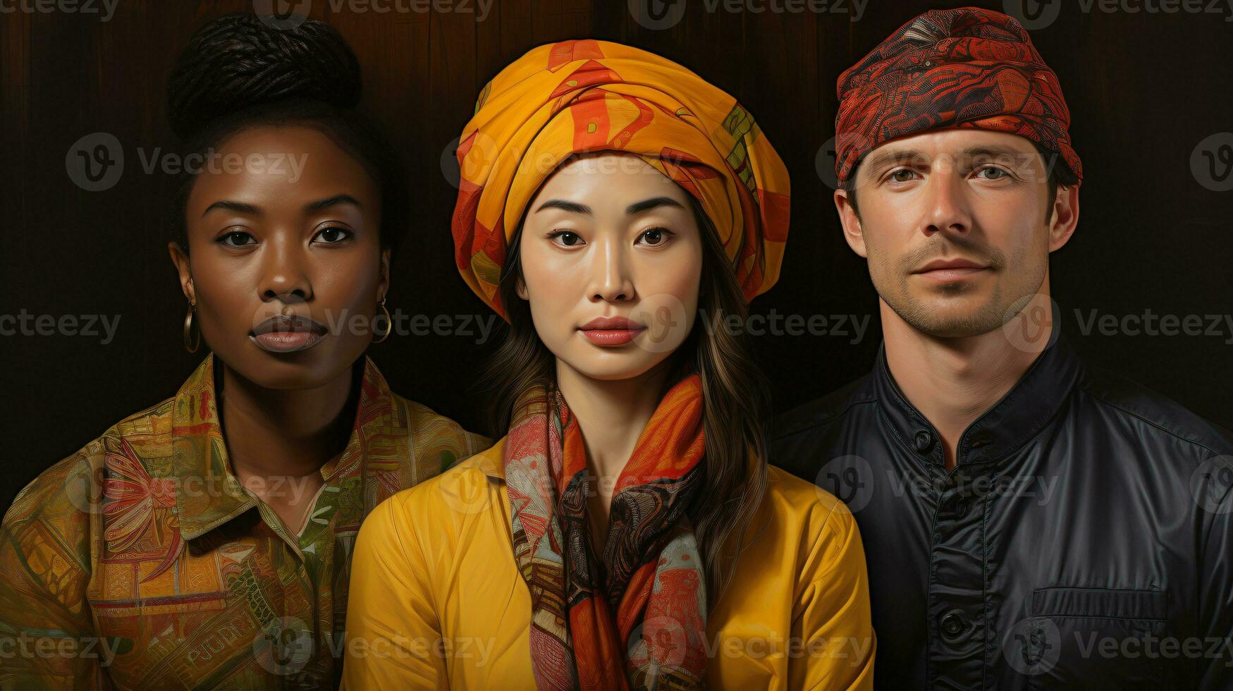 AI generated group of people from different cultural backgrounds photo