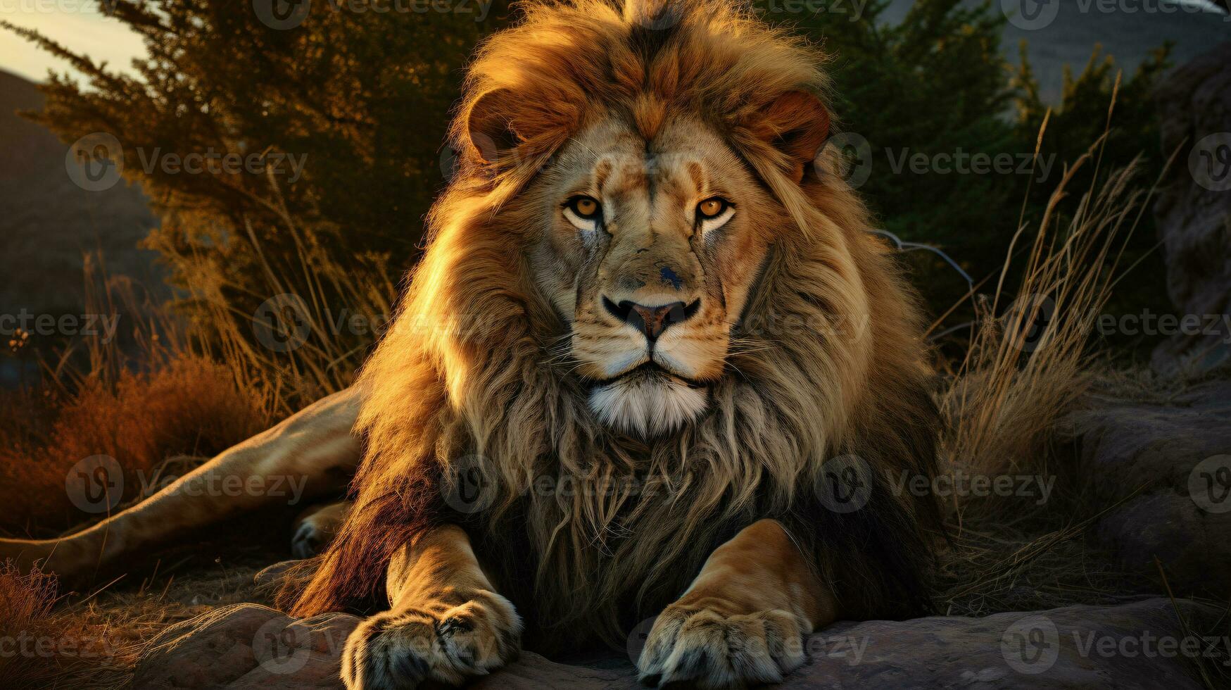 AI generated View of a wild lion photo