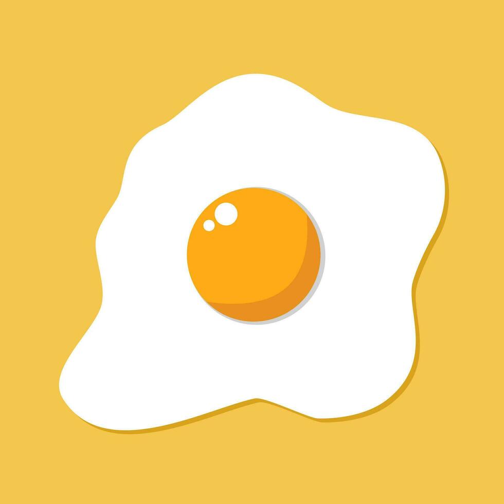 Fried egg isolated on orange background. Fried egg icon. Fried egg close up vector