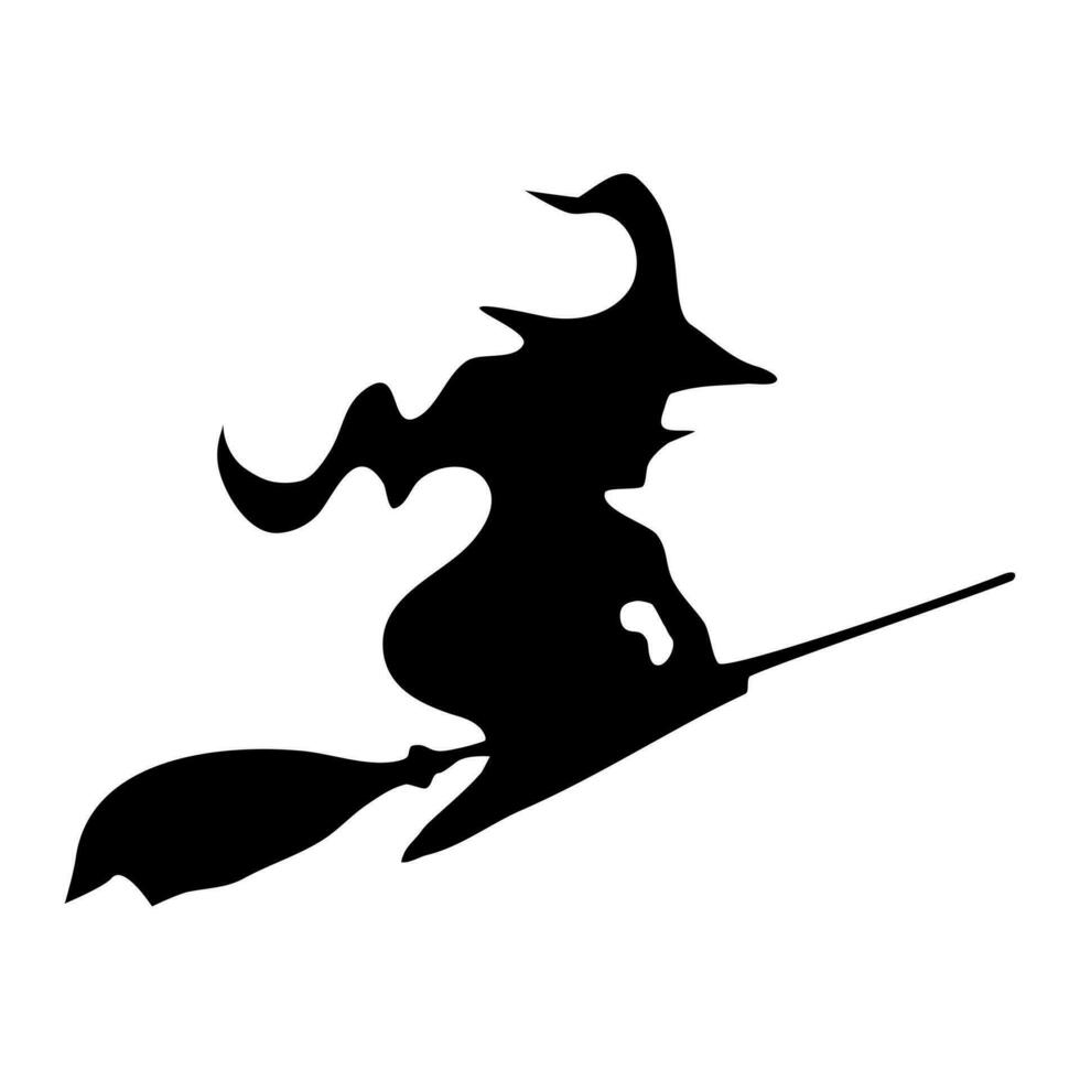 flying witch icon. Witch silhouette on a broomstick. vector illustration