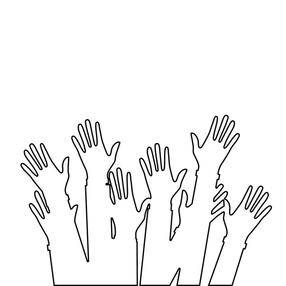 siluetas voluntario vector concepto levantamiento manos símbolo de alternativa libertad