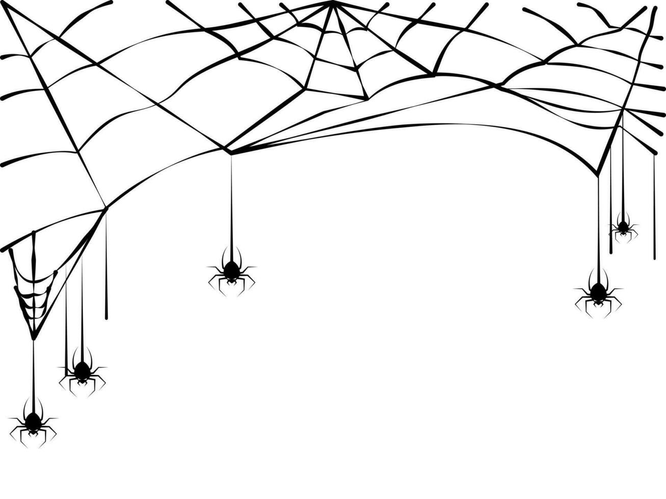 spider and torn web. Scary spiderweb of halloween symbol. Isolated on white background vector