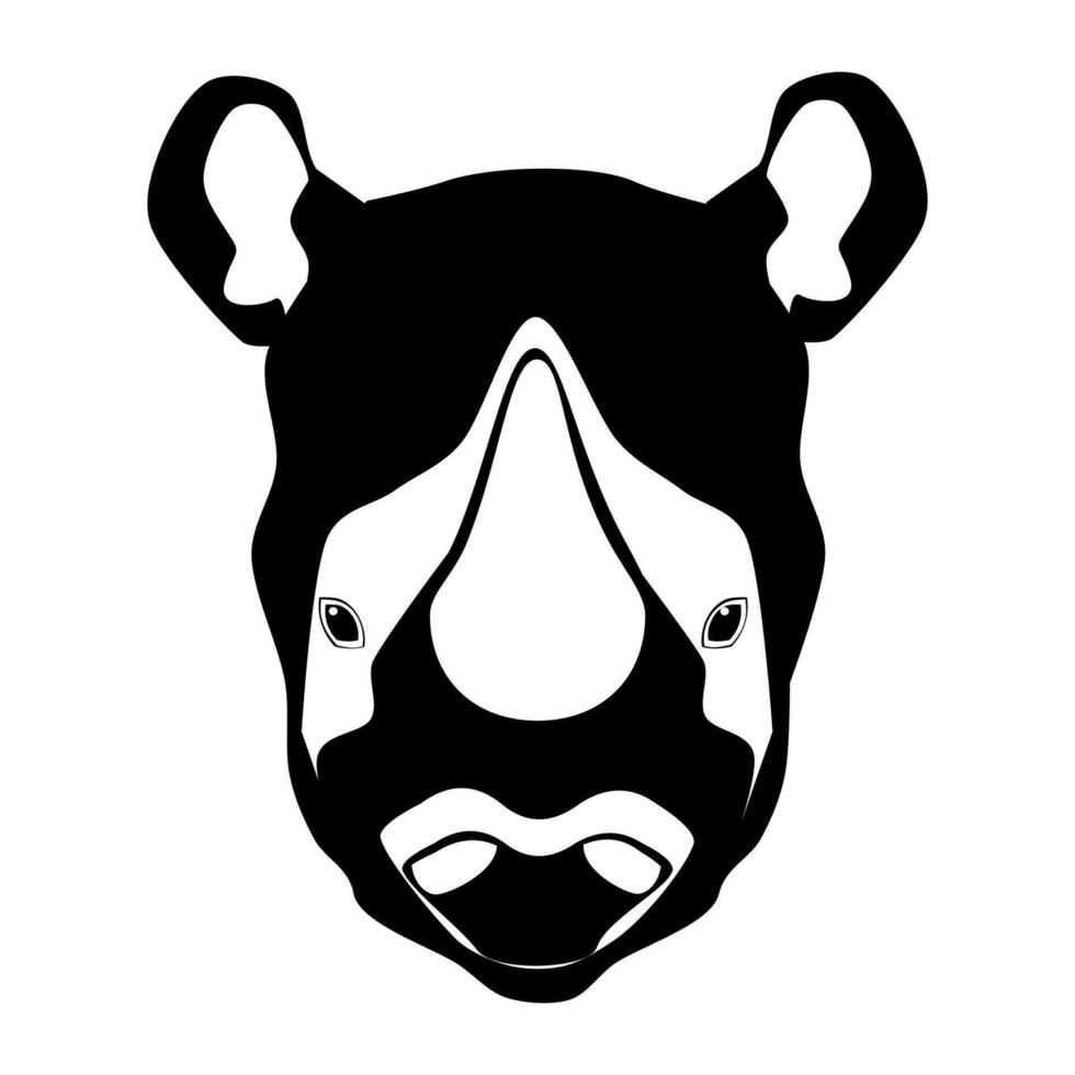 rhino head silhouette on white background vector