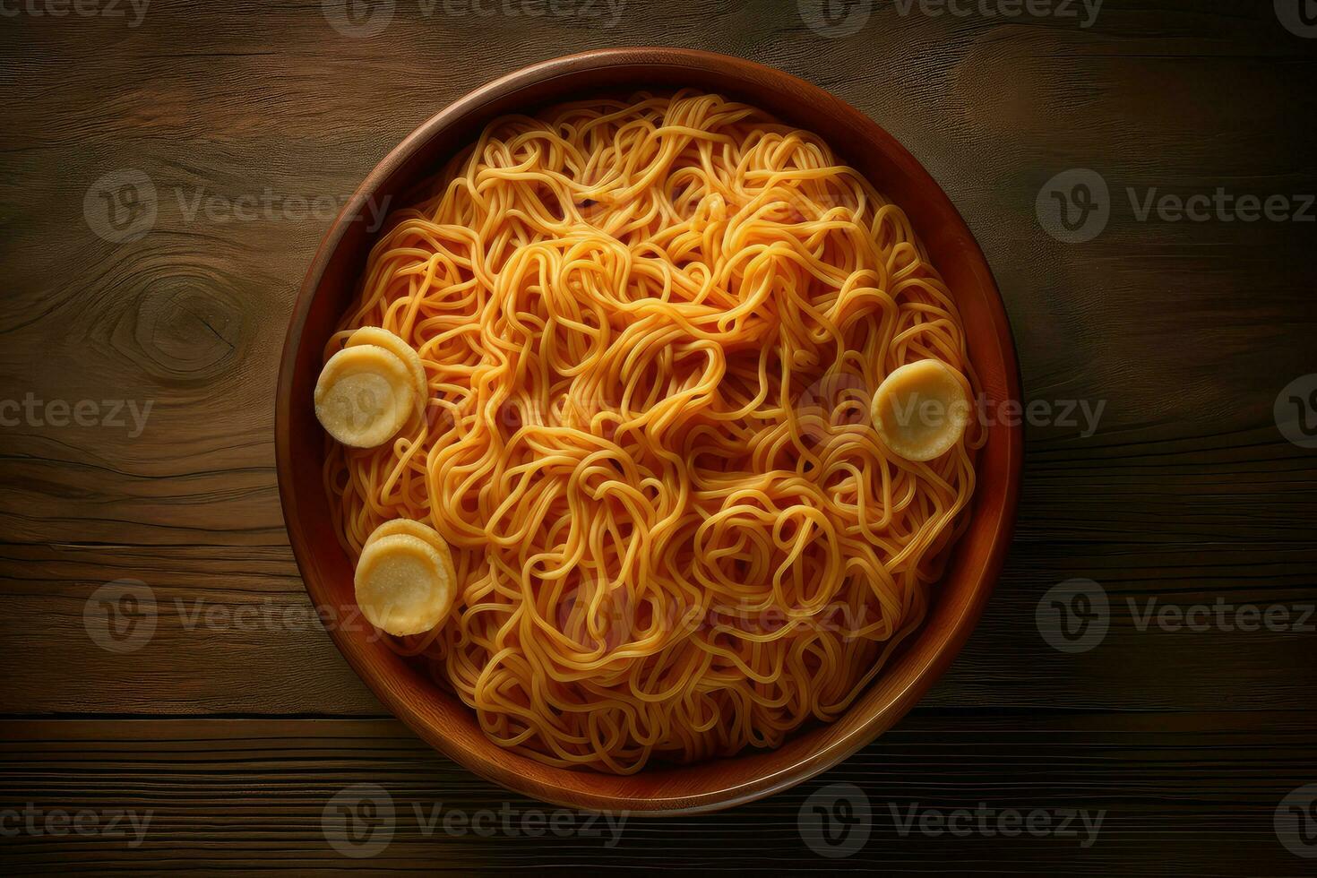 AI generated delicious ramen on dark surface photo