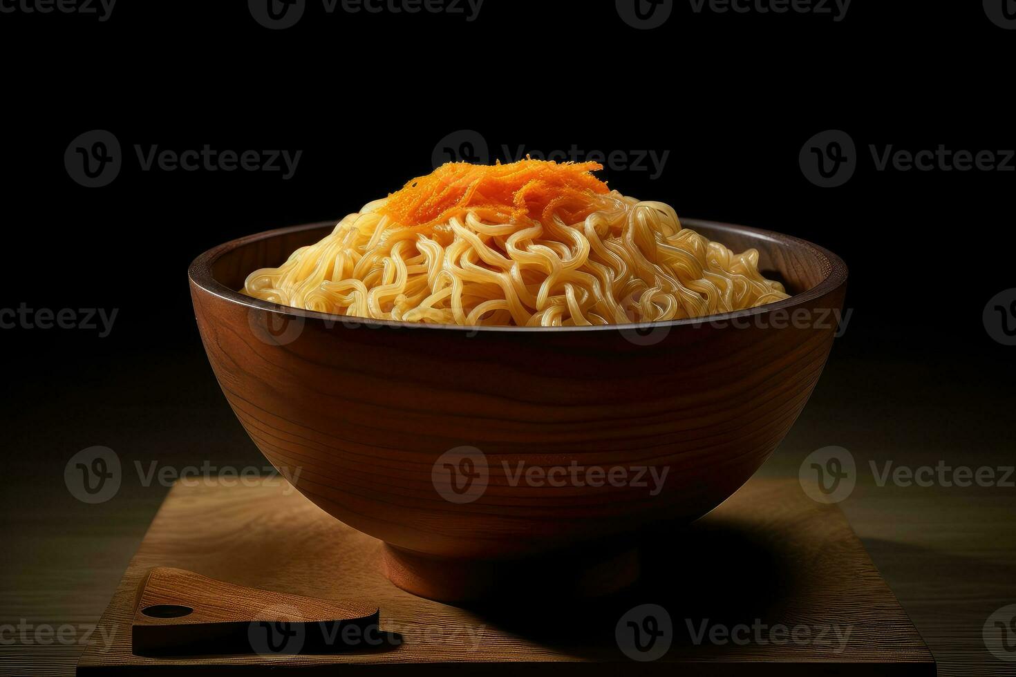 AI generated delicious ramen on dark surface photo