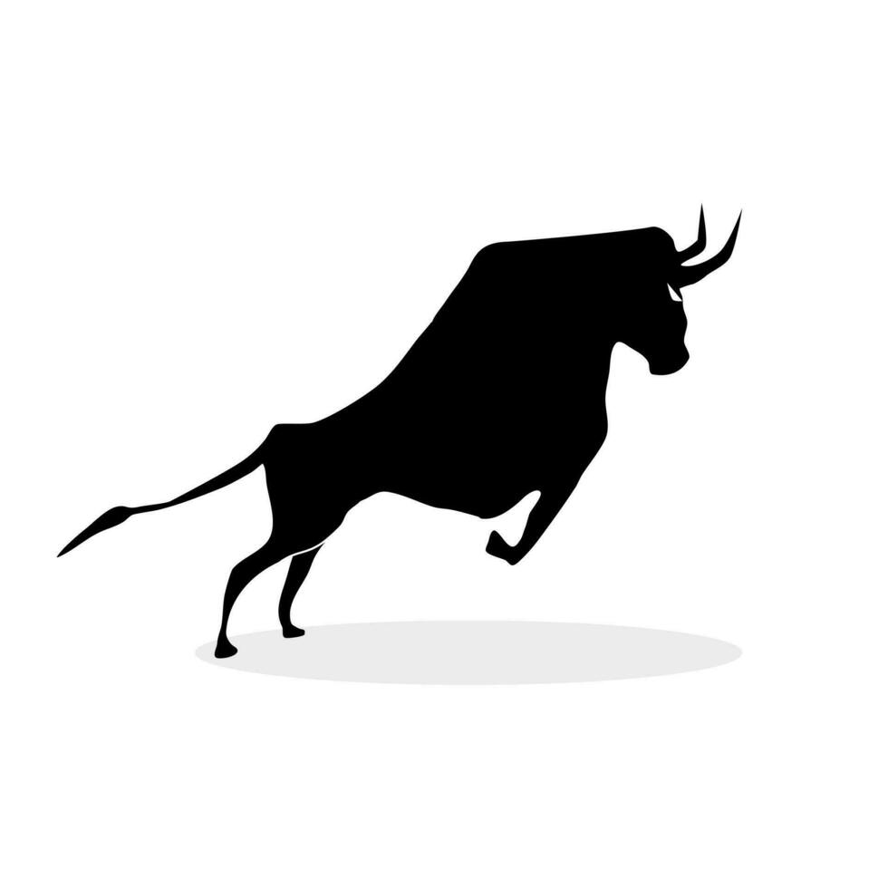 Bullish symbol on stock market. Bull symbol. silhouette Bull. Growing market vector