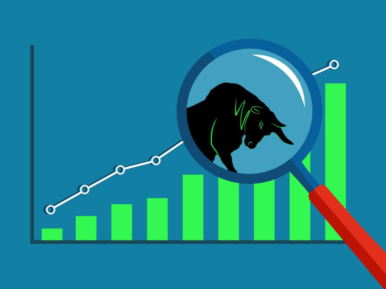 Bullish symbols and graphs. Bull market in the stock market. growing market Stocks vector