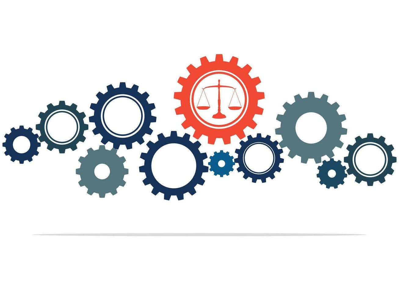 Scales and cogs. Concepts of system audit mechanisms. vector illustration