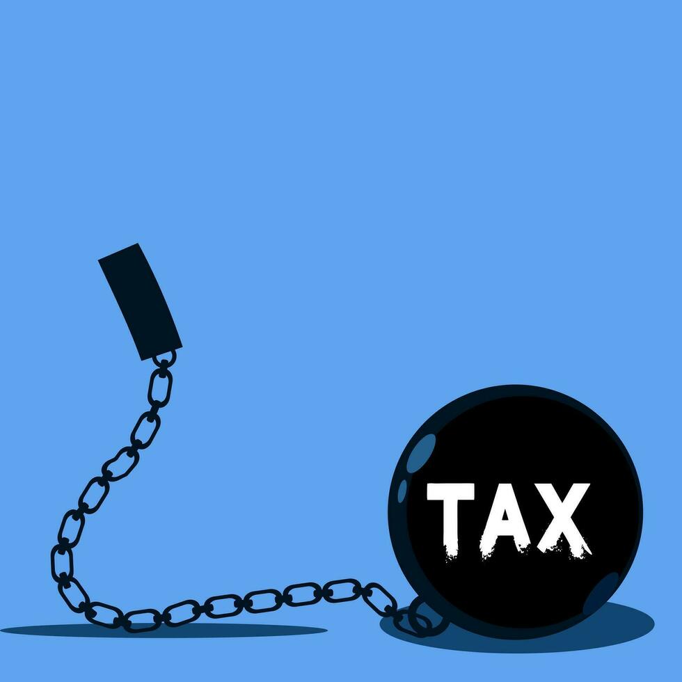 Taxes and handcuffs with chains. The concept of having an obligation to pay taxes vector