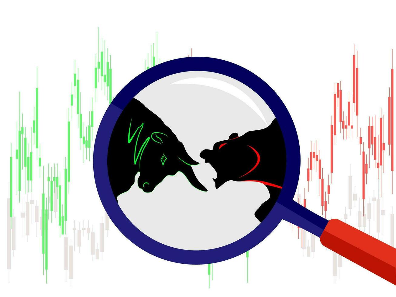 bull vs bear symbol of stock market trend on white background Illustration vector