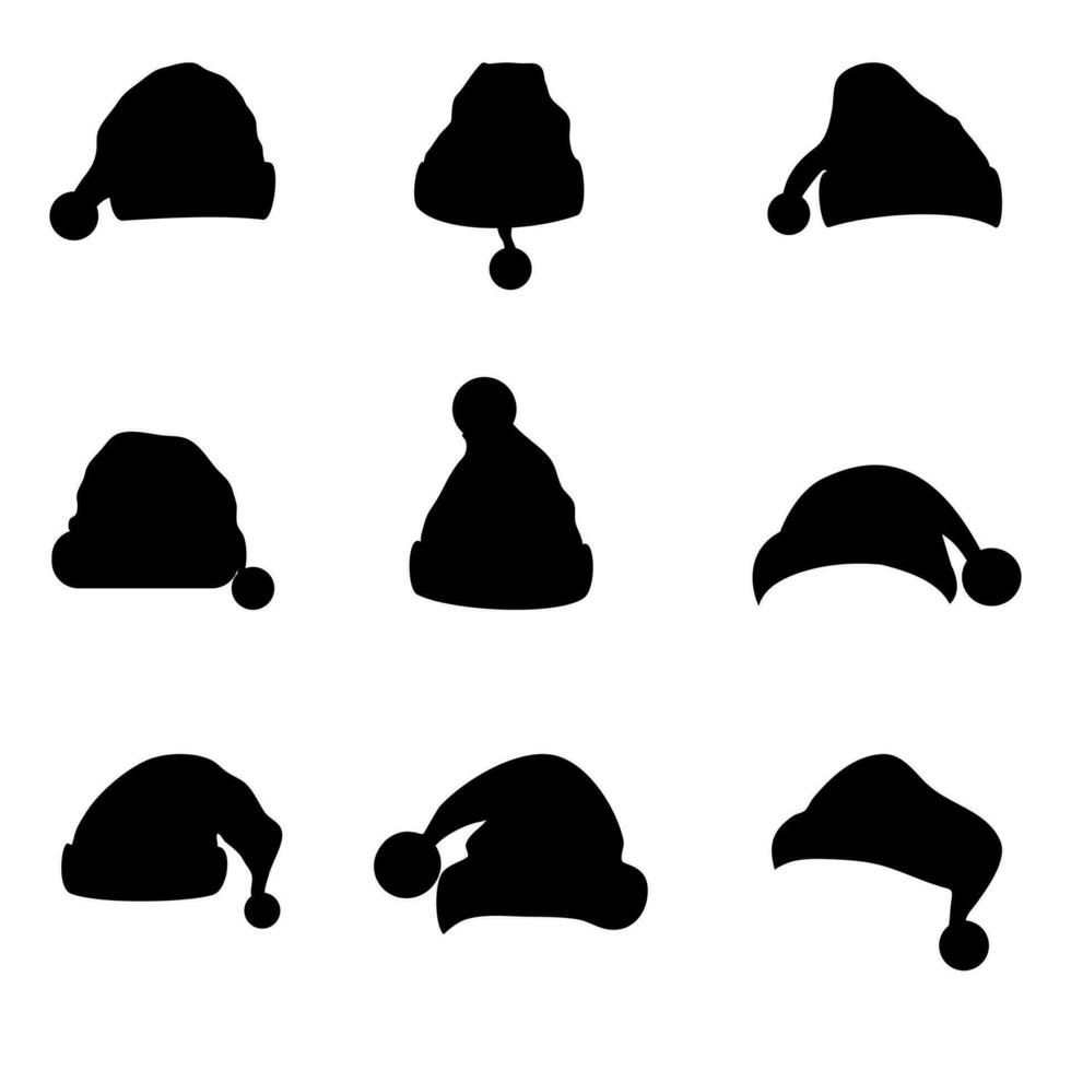 Silhouette of Christmas Santa Claus hat. New year cap isolated on background vector
