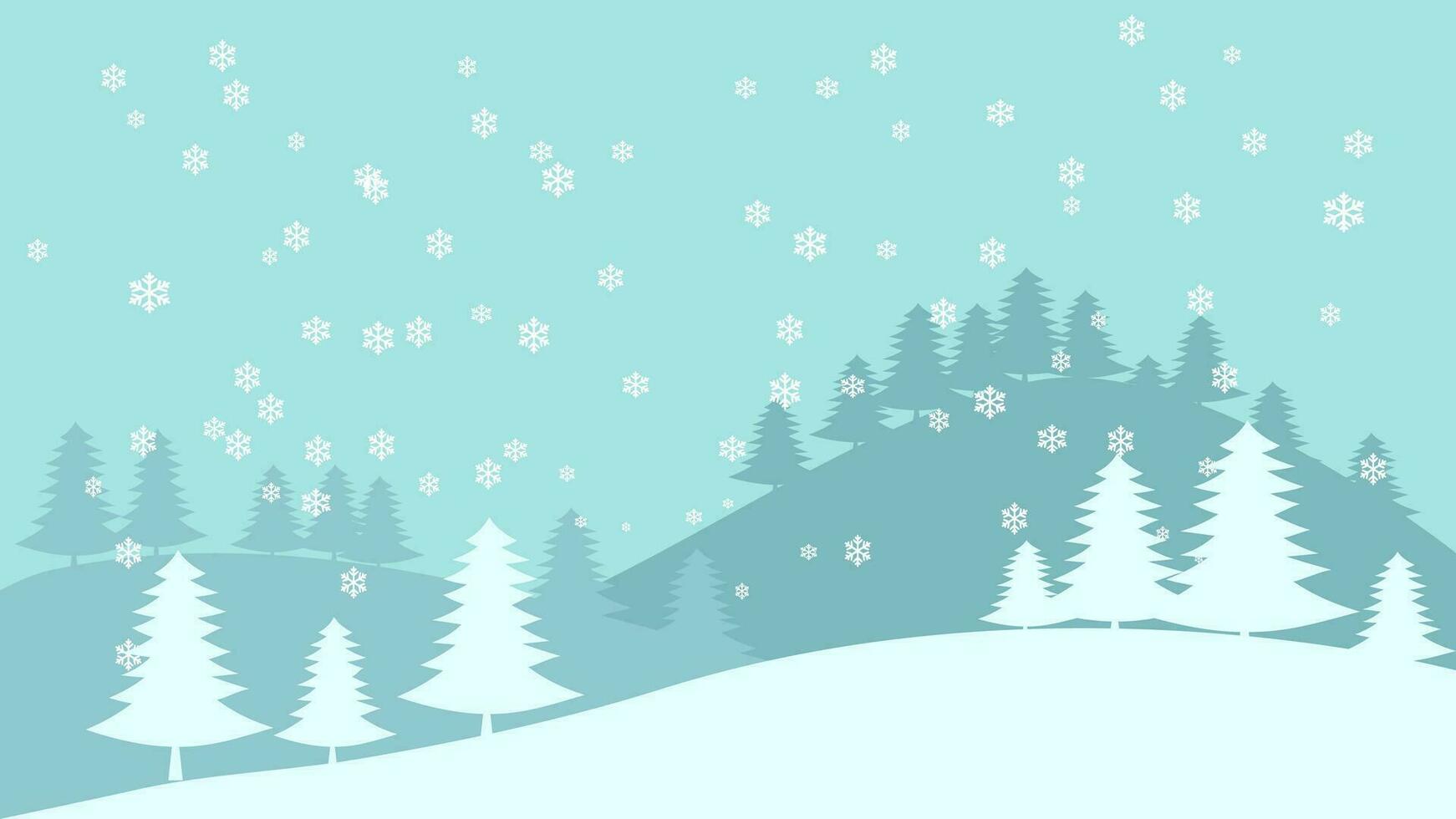 Snow Landscape Background For Christmas Card Vector Illustration