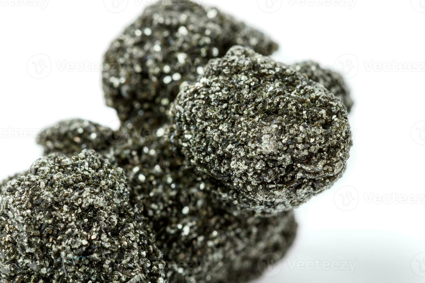 Macro mineral stone chlorite in quartz on a white background photo
