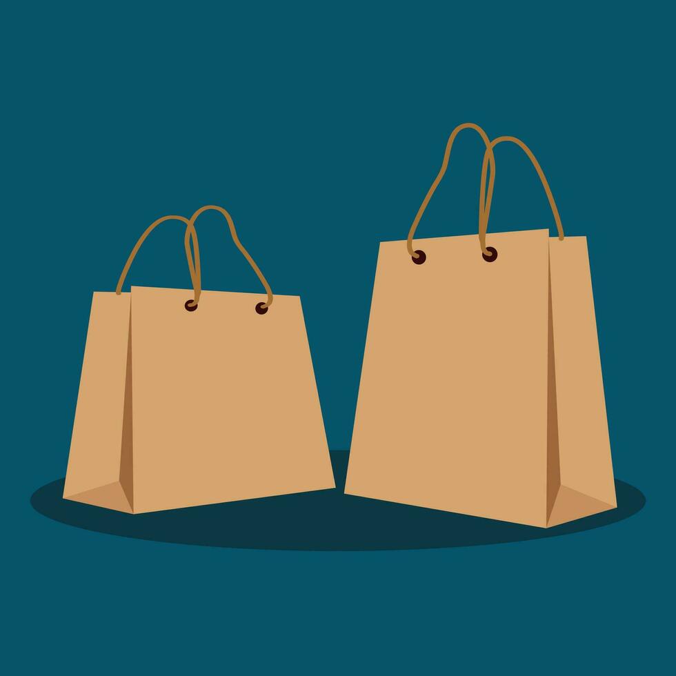 Recycle shopping brown bag. Empty paper bag. vector illustration