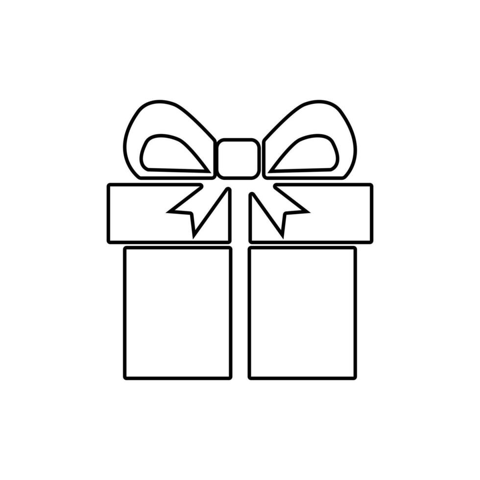 Gift box with ribbon line icon. linear style pictogram isolated on white background vector