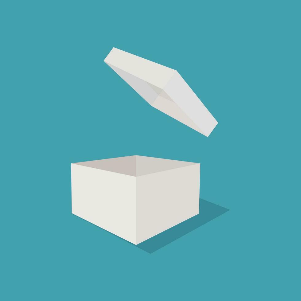 Empty box opened. Open gift box. Opened square surprise box. Element for your design vector