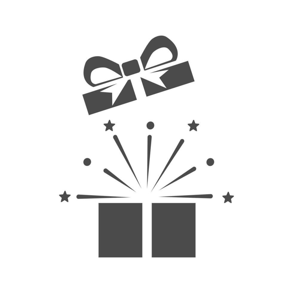 Open gift box icon. Festive package. wrapping with bow. vector illustration