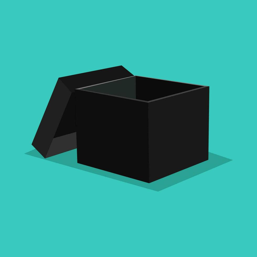 Open the black gift box. Isolated on background Vector illustration