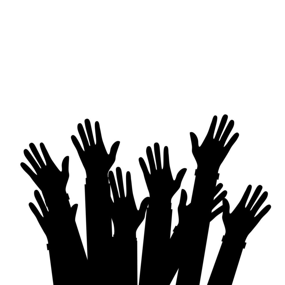 Silhouettes Volunteer vector concept raising hands Symbol of alternative freedom