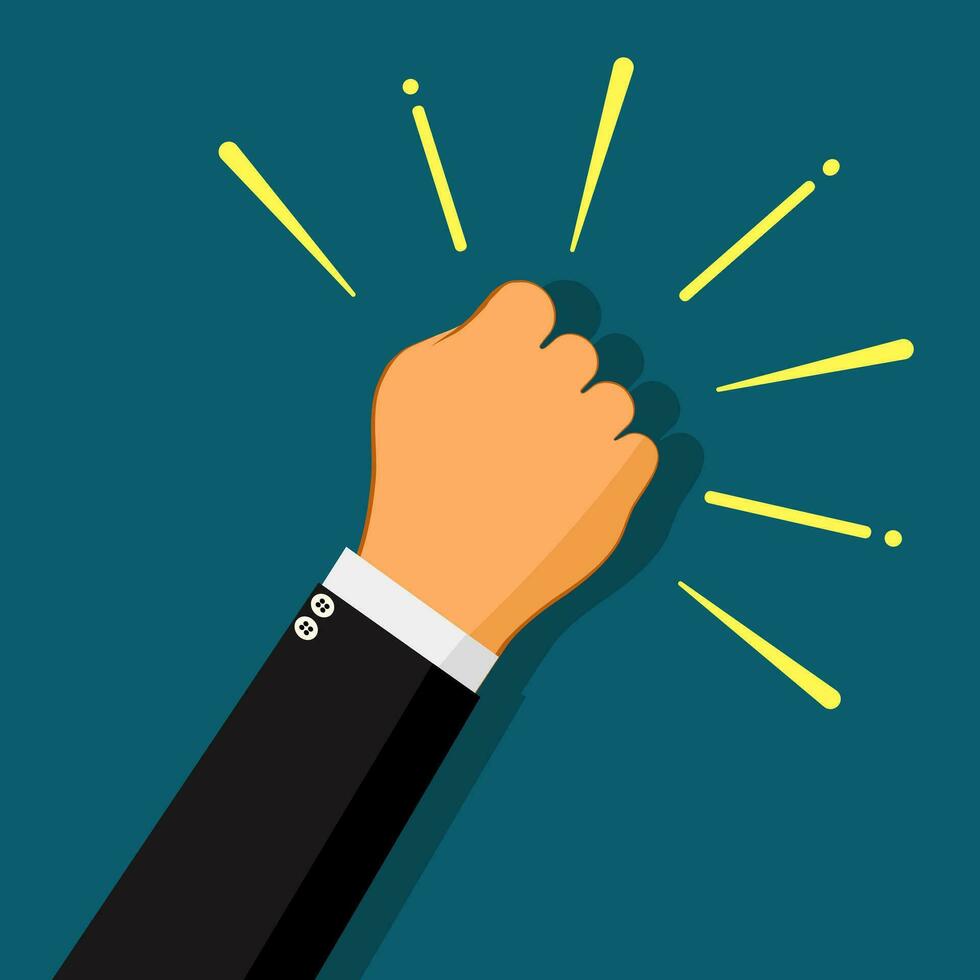 Businessmen raise their fists. Revolution. The leader of business success vector