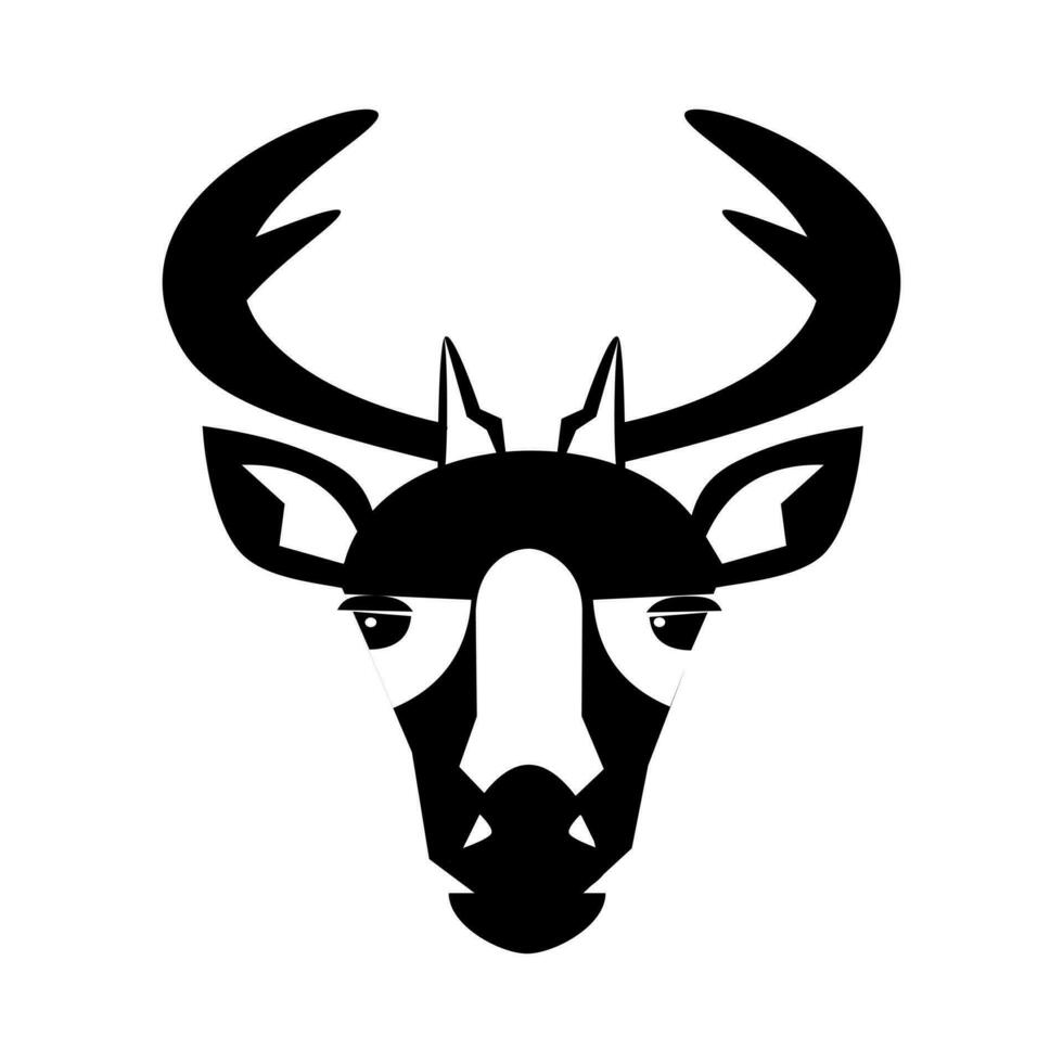 a black and white deer head with horns vector