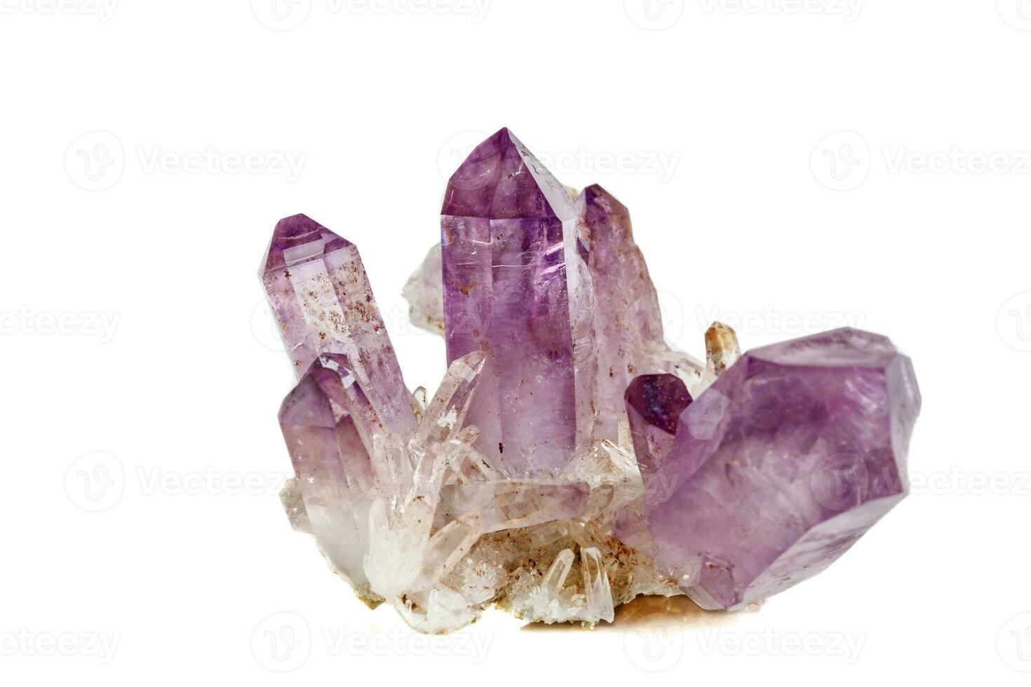 Amethyst Crystal Druse  macro mineral on white background photo
