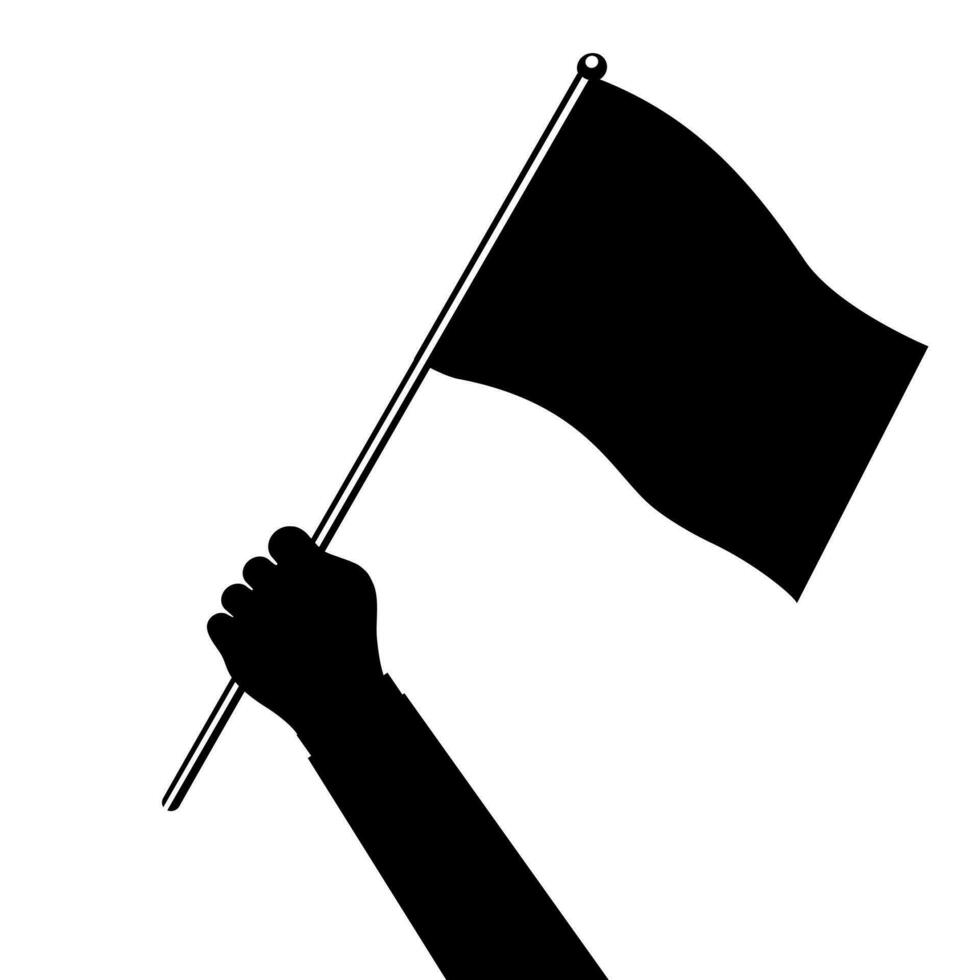 A silhouette of a man raising a flag. vector illstration