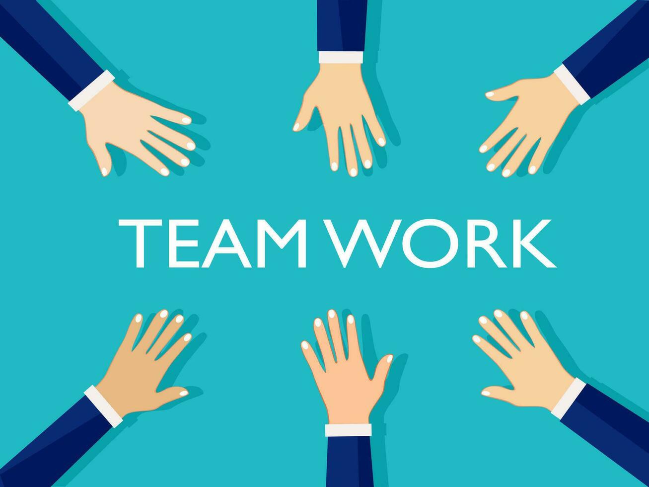 The hands of the businessmen are working together. Teamwork. Helping each other vector