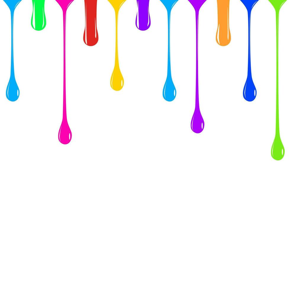 Different colorful drops. paint falling drips. rainbow oil paint. vector