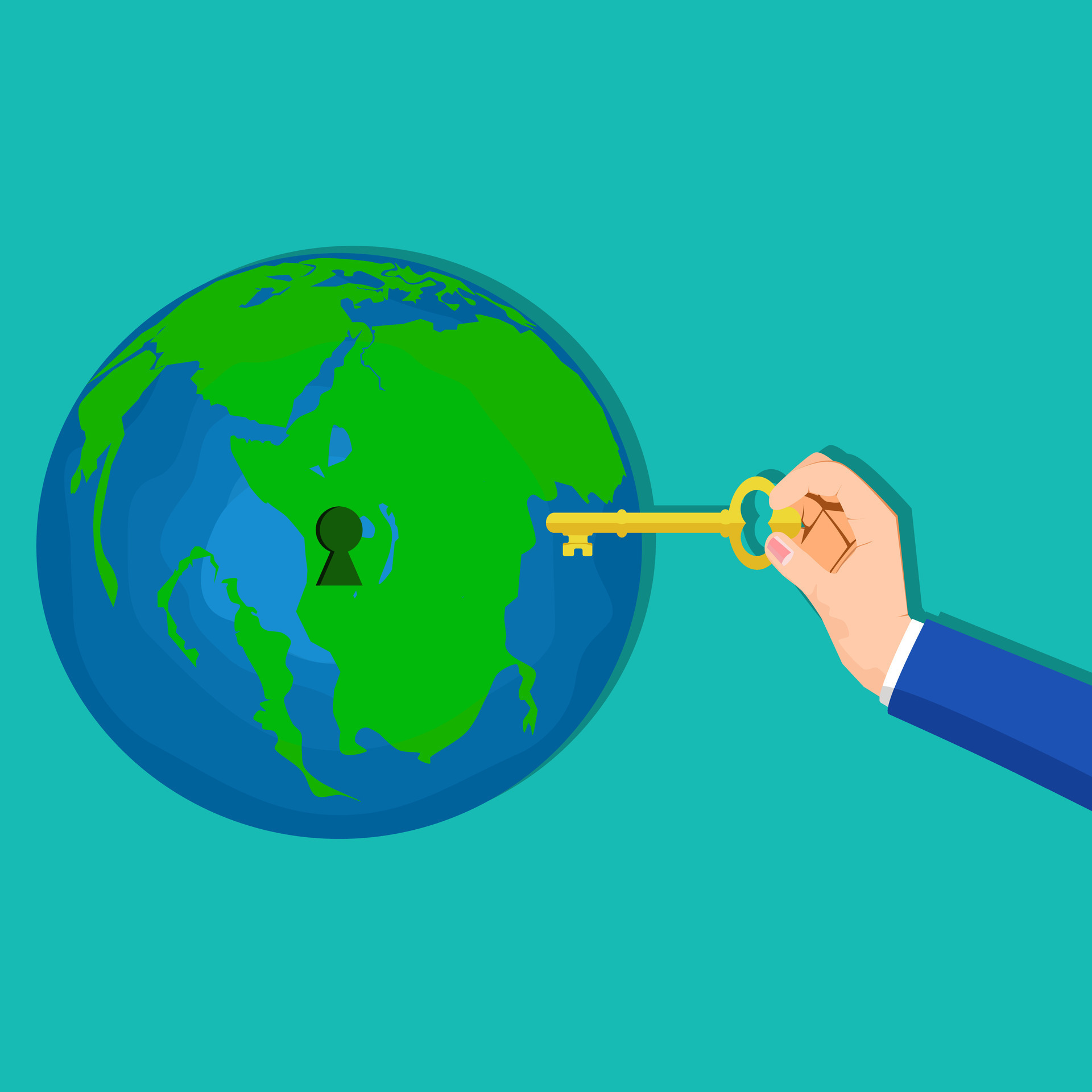 People use the keys to unlock the world 35696592 Vector Art at Vecteezy