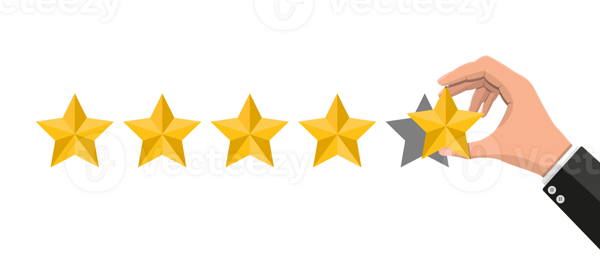 Hand puts rating. Reviews five stars. png