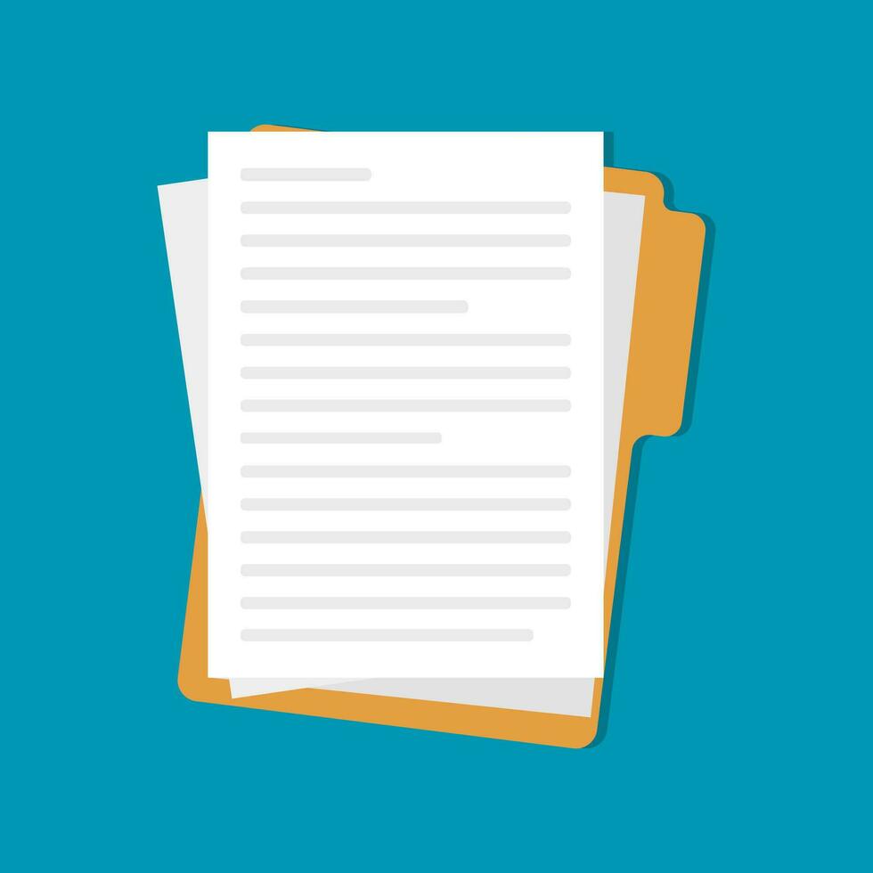 Contract papers. Document icon. Folder and text. Stack of agreements document vector