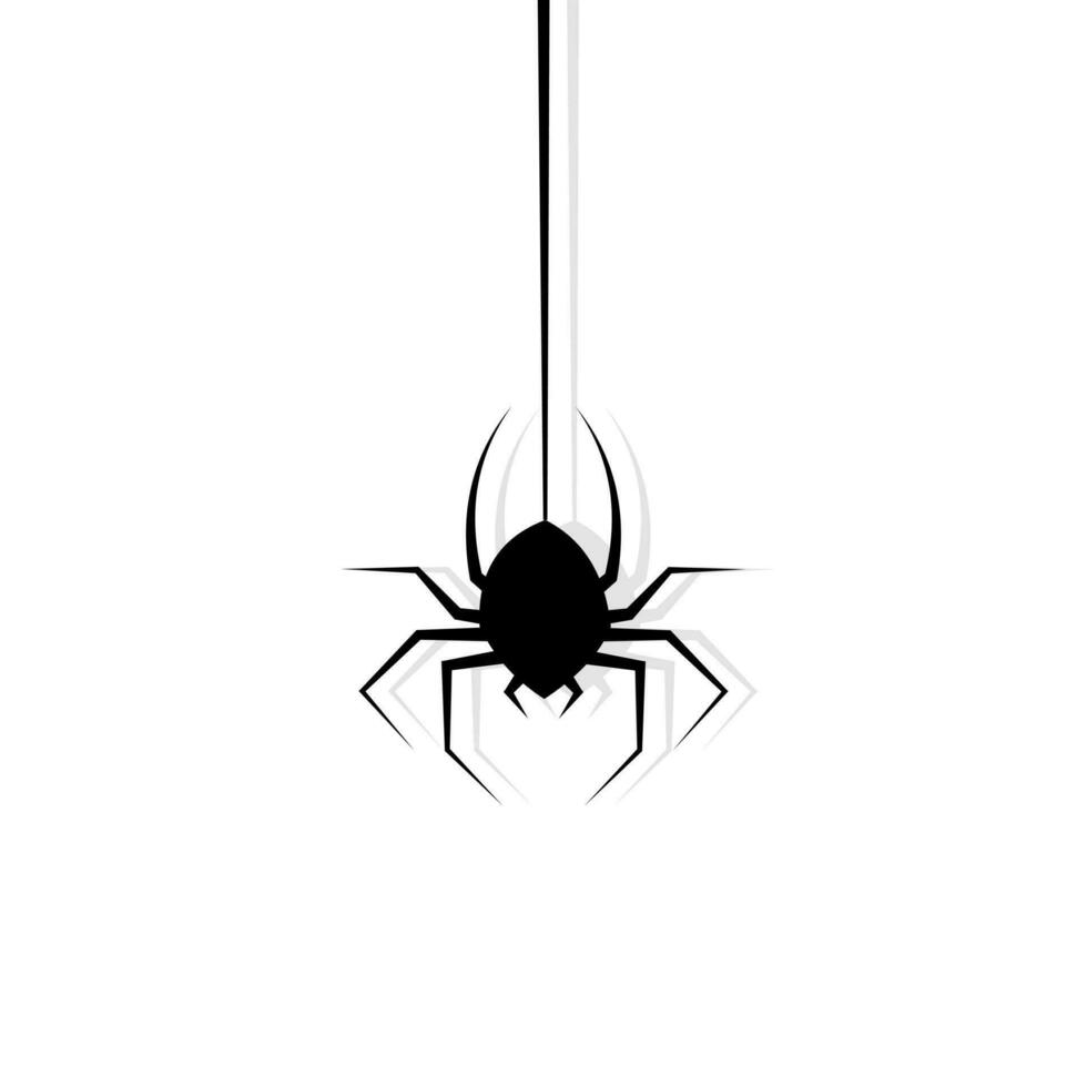 Spider hanging on cobweb. Halloween character. Vector illustration