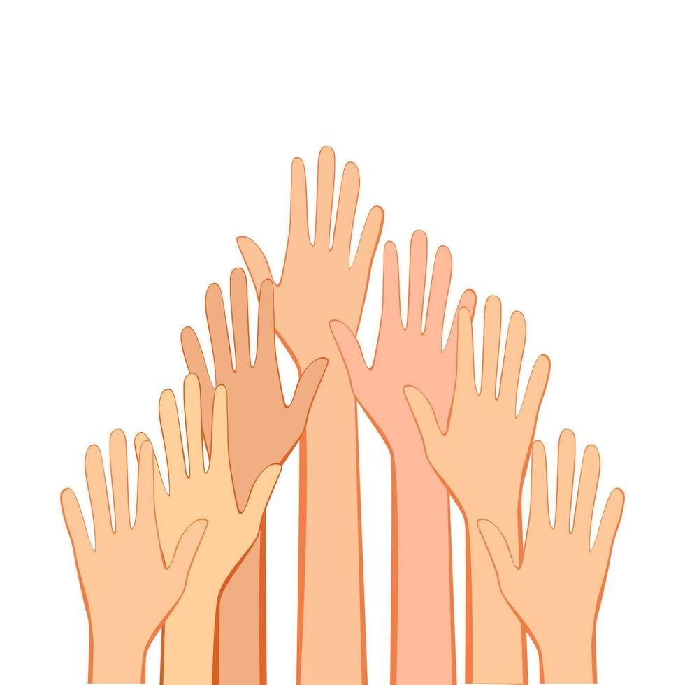 Raised hands vector poster on white background. for website promotion and banner