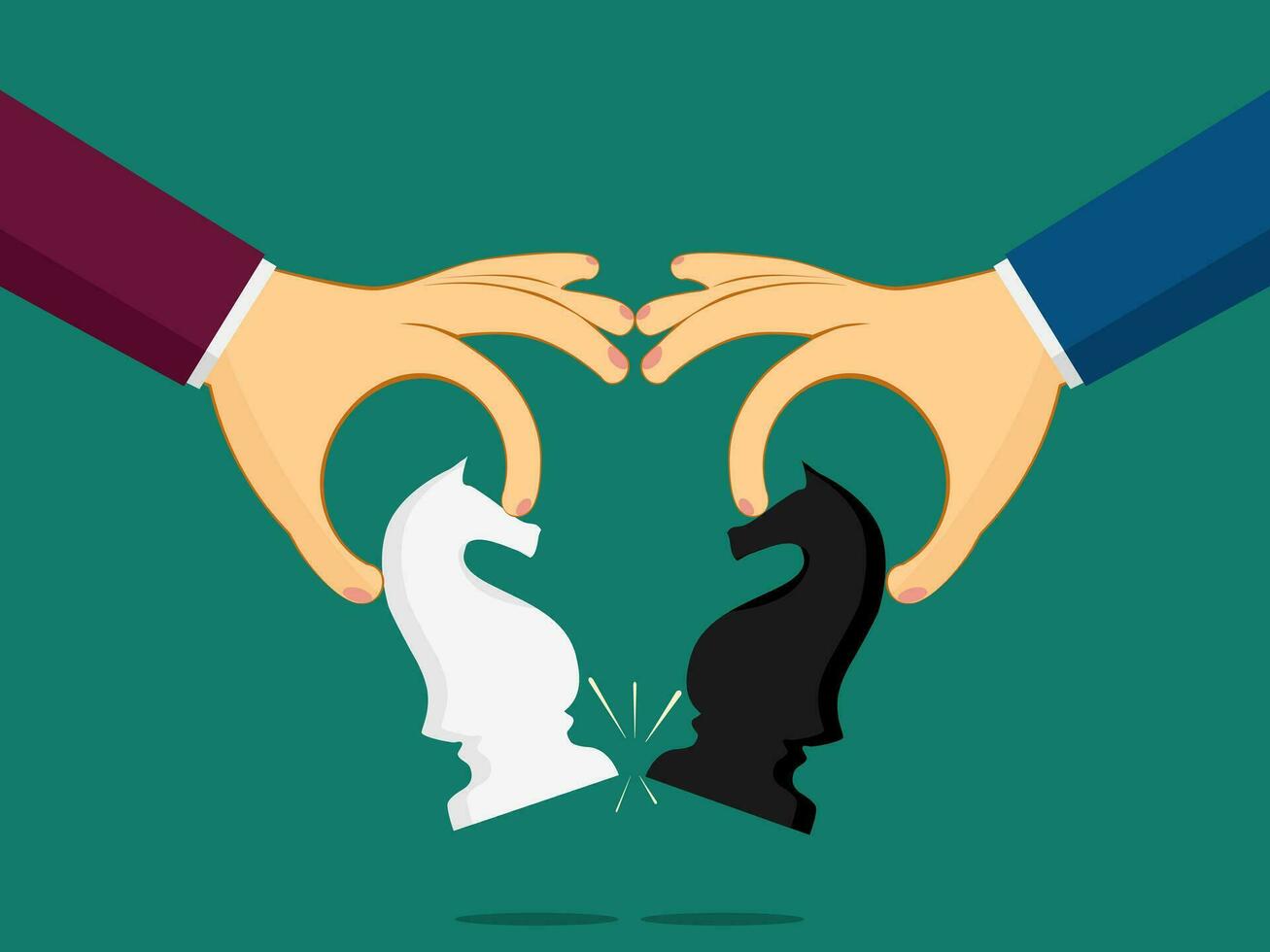 businessman shakes hands with a chess knight. Strategic mobility concept. The concept of business competition vector
