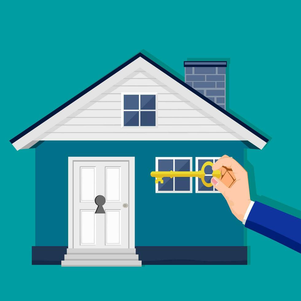 People use the keys to unlock the door. House unlock ideas vector