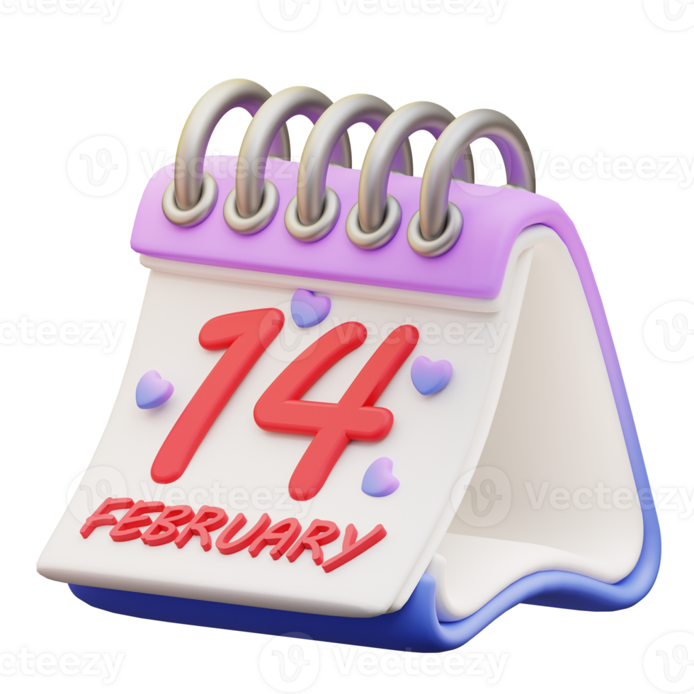 3d illustratie van Valentijn kalender png