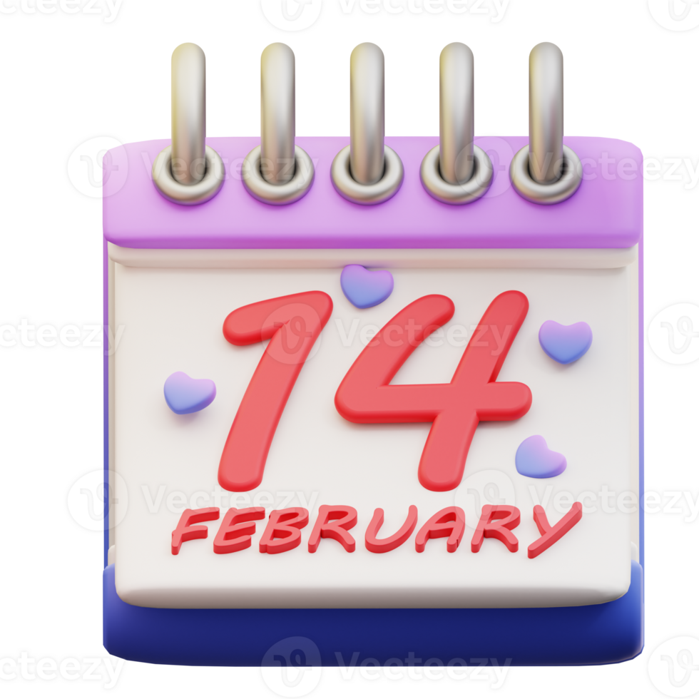 3d illustratie van Valentijn kalender png