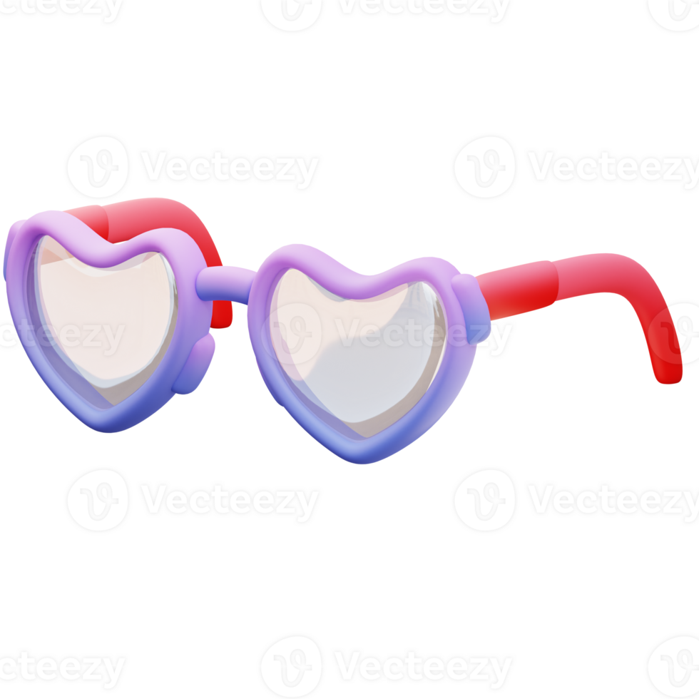 3d illustratie van liefde bril png