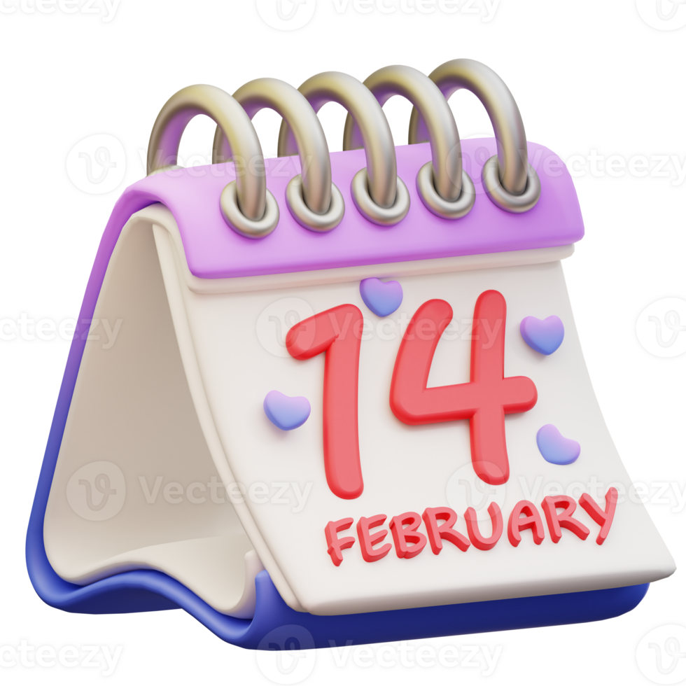 3d illustratie van Valentijn kalender png