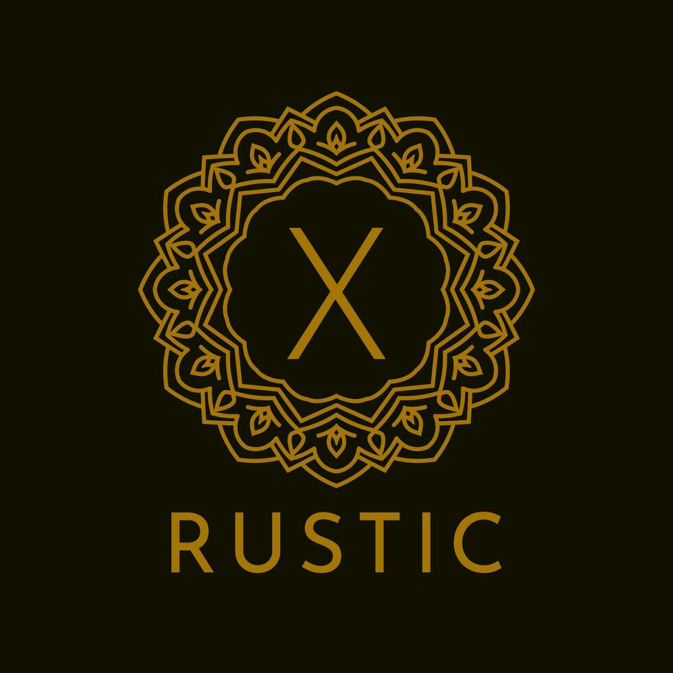 letter X rustic border initial vintage brand vector