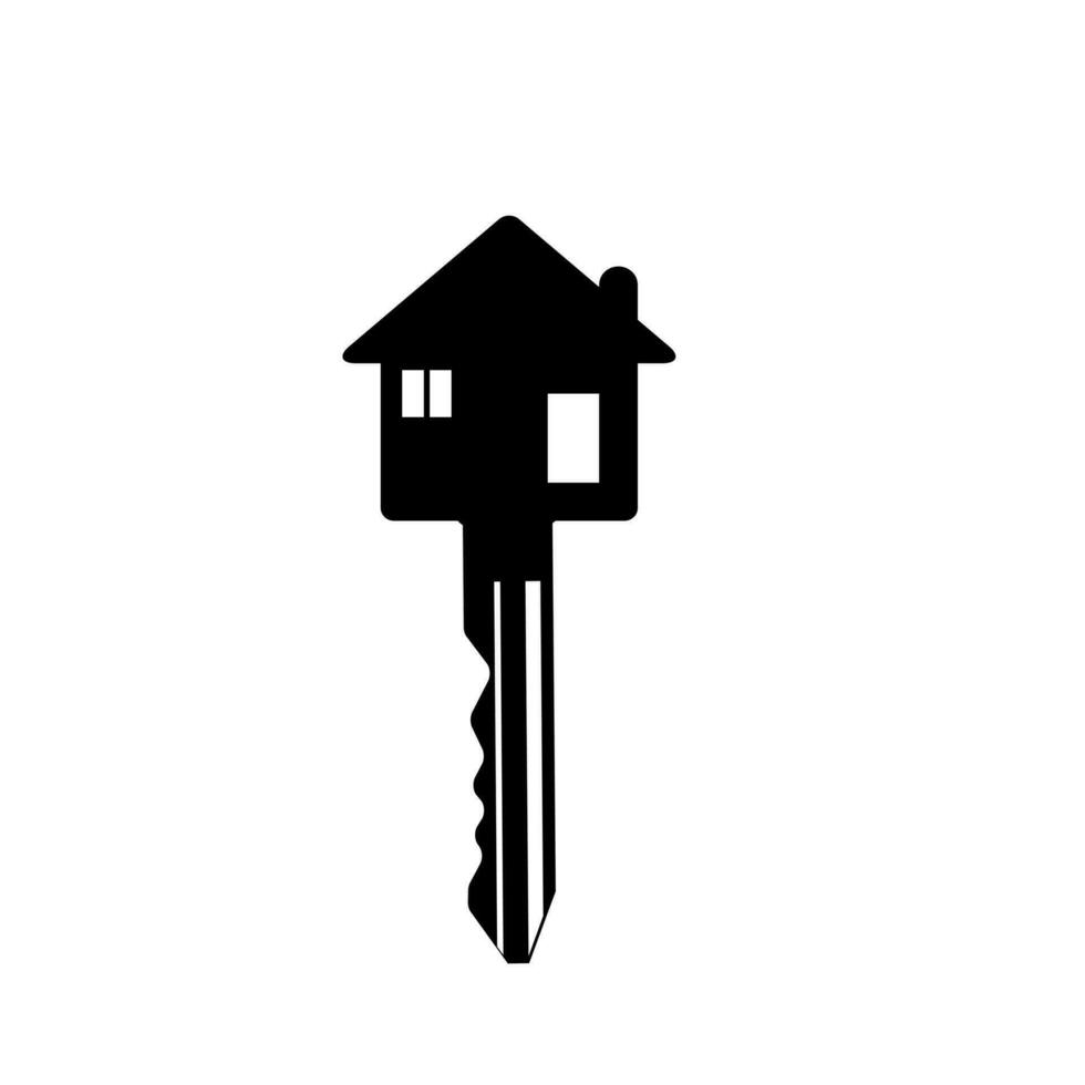 Silhouette of key house. House key icon. Vector illustration. Estate concept with house and key