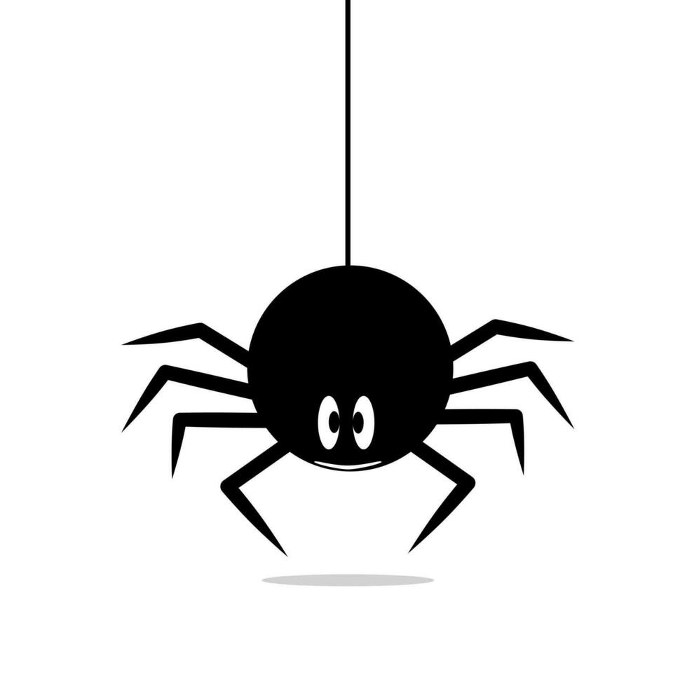 Cute Spider hanging on cobweb. Halloween character isolated on white background vector