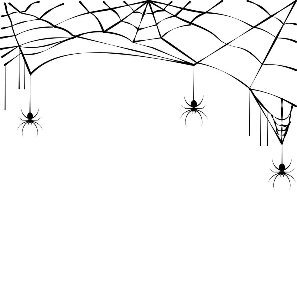 spider web and small spider. Scary spiderweb of halloween symbol vector