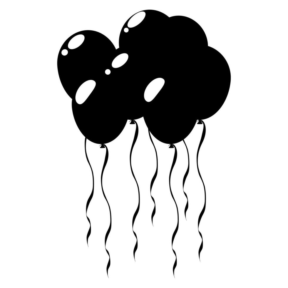 Balloons isolated icon on white background. black silhouette balloons. Flat style vector illustration