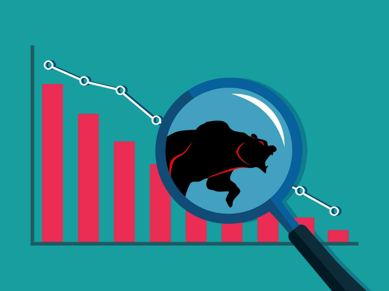 bearish market. Bear market trend. Stock market downtrend. vector illustration