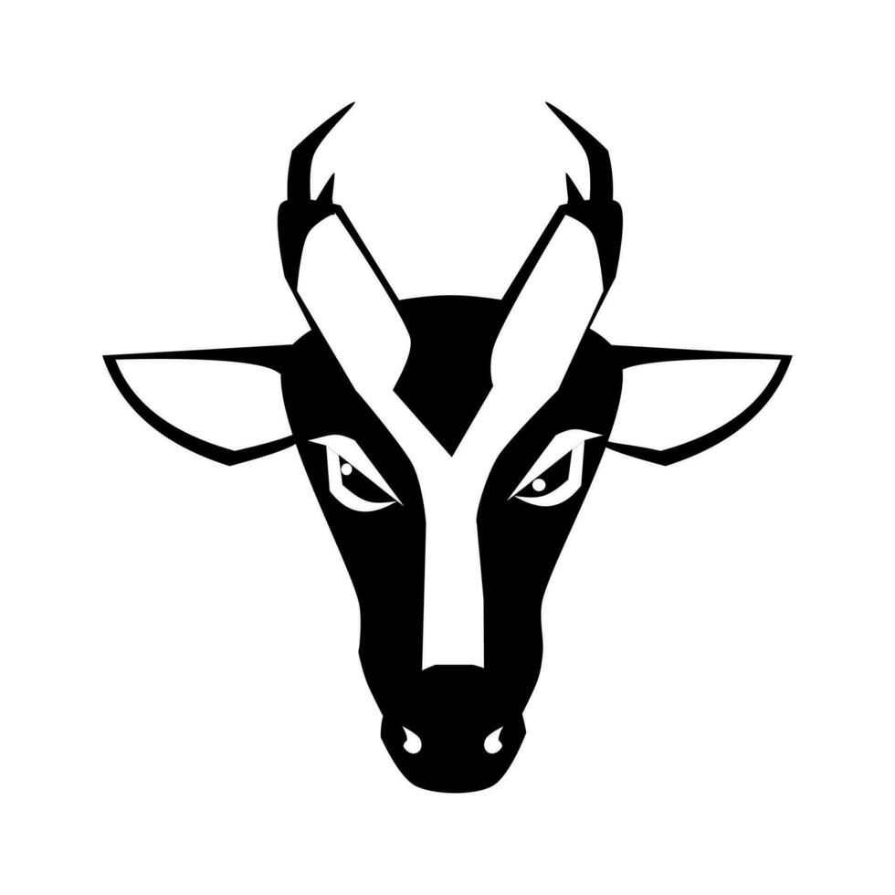 a black and white goat head on a white background vector