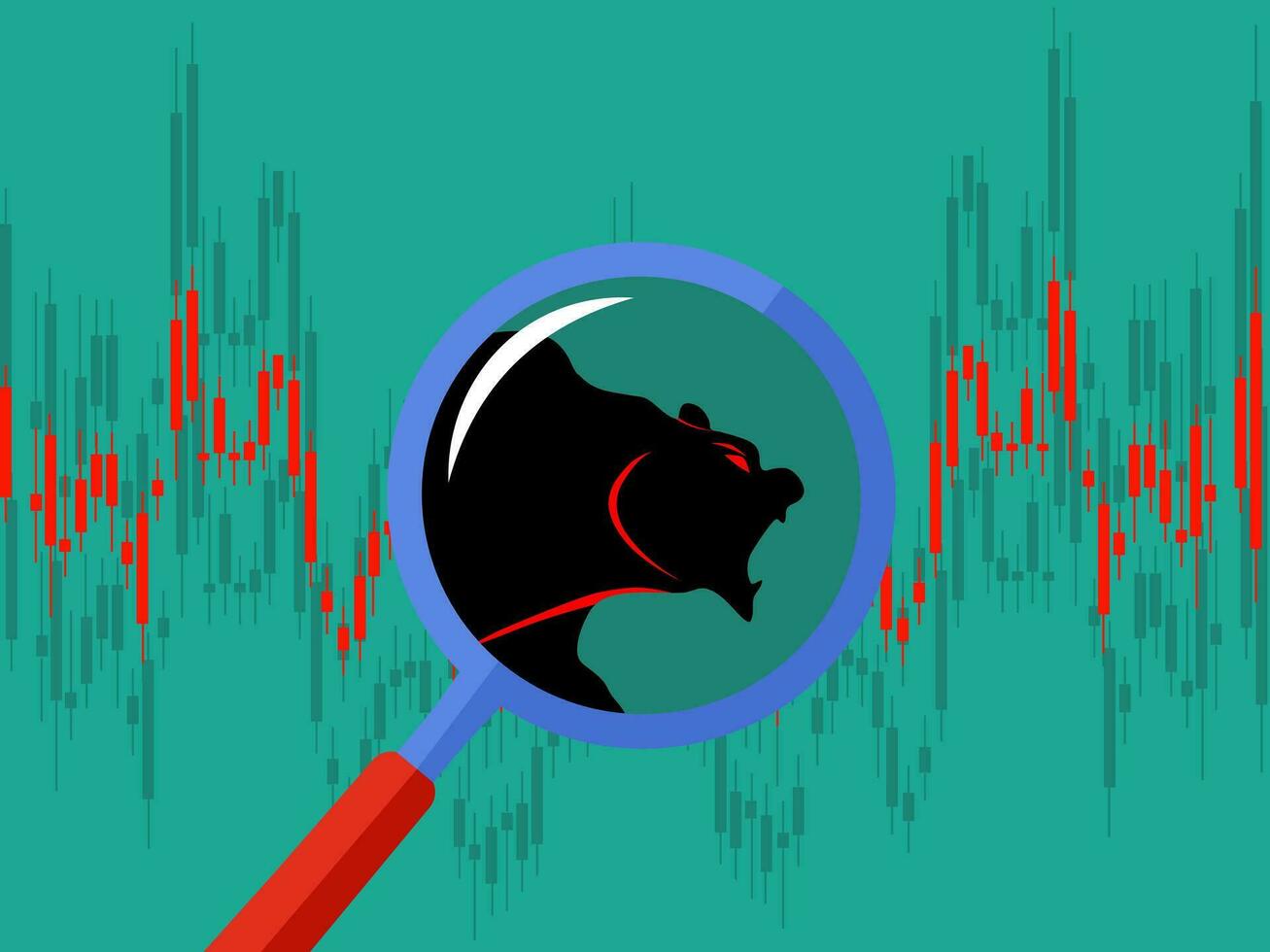 bear market trend isolate on green background. Illustration vector